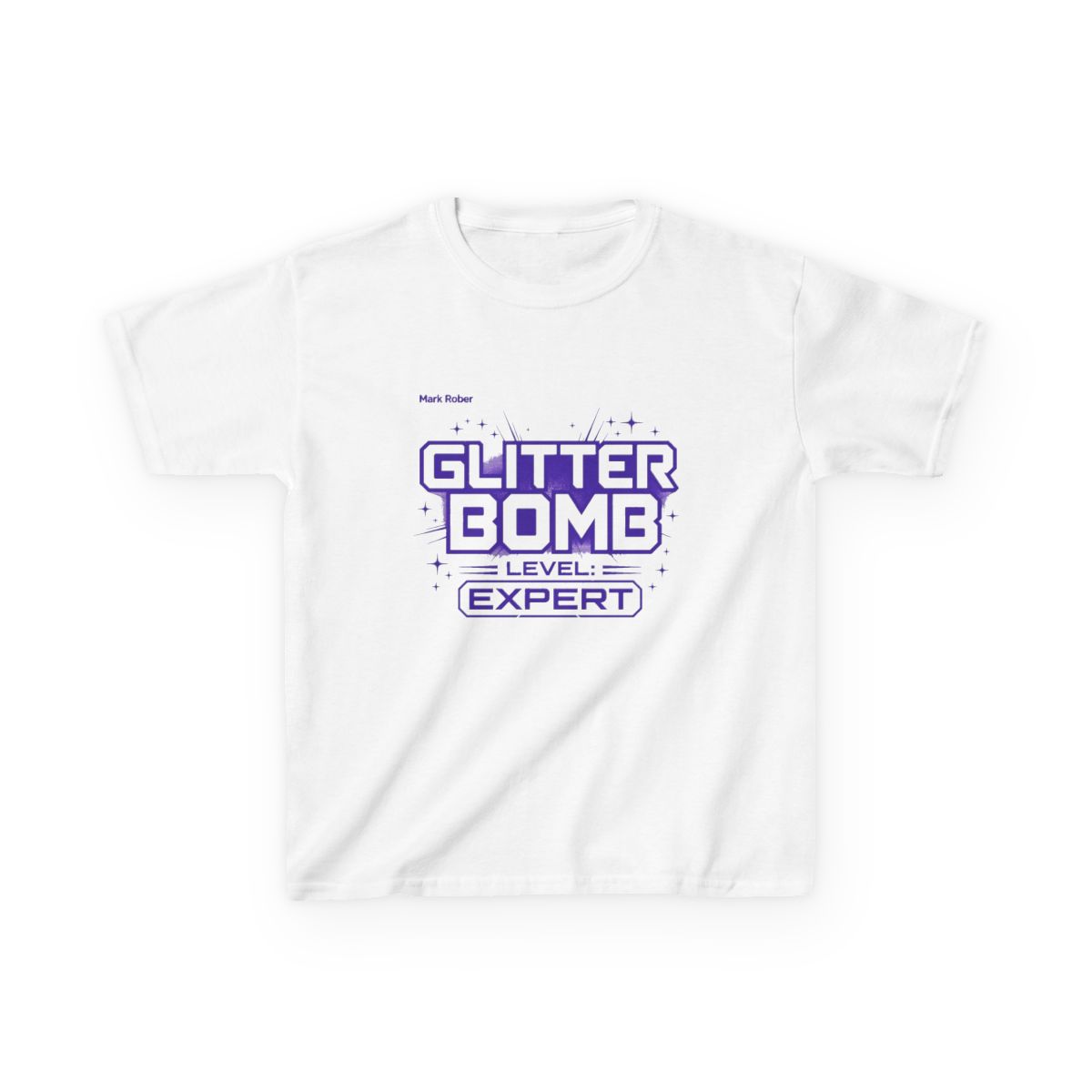 Mark Rober "Glitter Bomb Level: Expert" Unisex Kids Tee — official Mark Rober T-Shirts